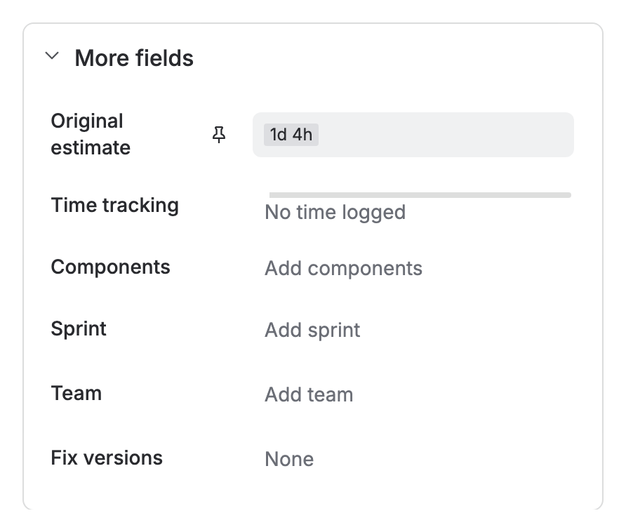 The Original estimate field open on WEB-17 with 1d 4h typed in, and the tick and cross buttons beside it.